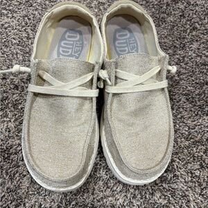 Hey Dude Wendy sparkling Gold Loafers